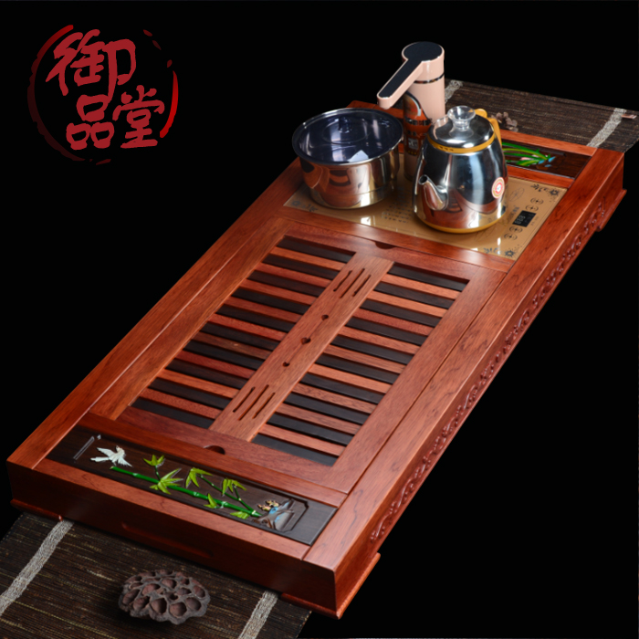 花梨红木茶盘 实木茶海茶台电磁炉四合一套装嵌入式排水大号茶盘