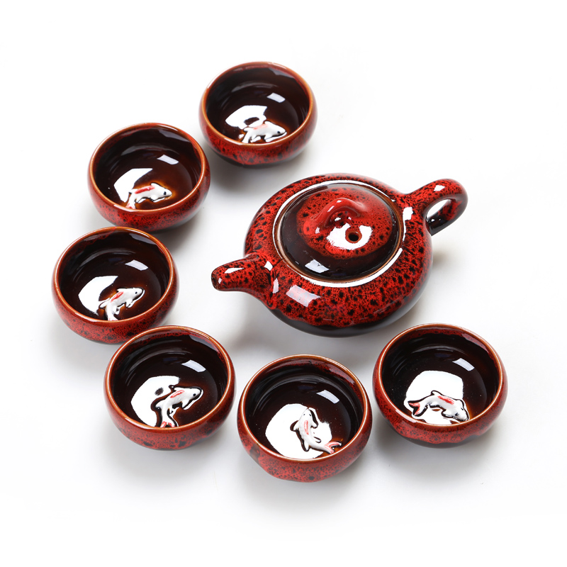 特价整套茶具套装 紫砂茶具 陶瓷窑变功夫茶具 冰裂釉茶壶套组