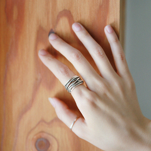 chiclife925纯银复古多层戒指