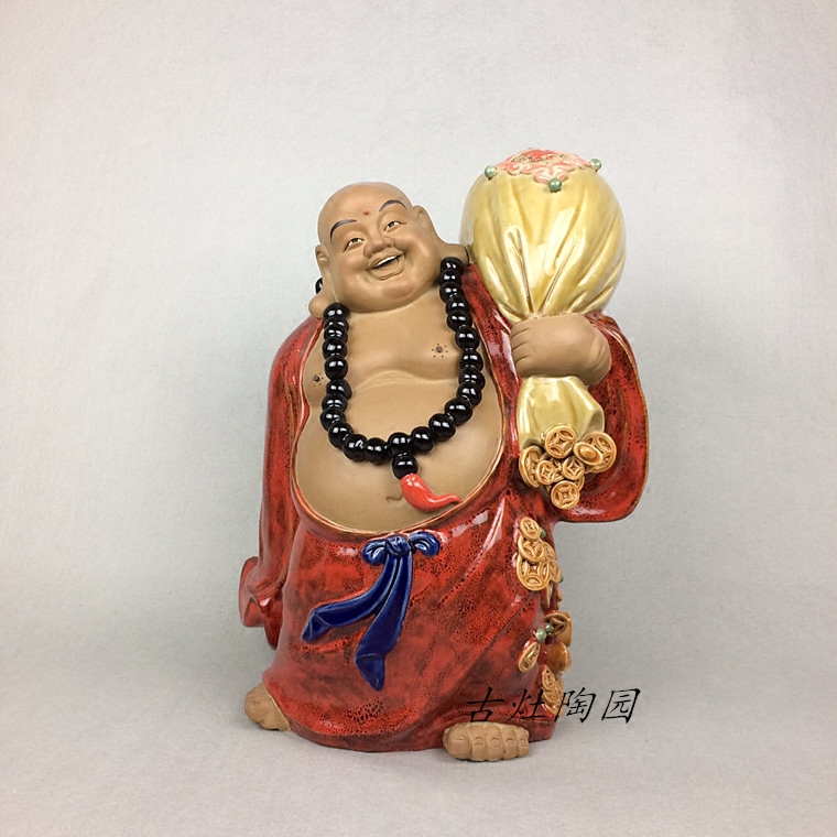 财佛 大师精品人物佛像佛山陶瓷石湾公仔工艺家居客厅装饰品摆件