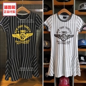 2017年连衣裙女夏季新款 36933 NY女士气质条纹短袖 代购 MLB正品