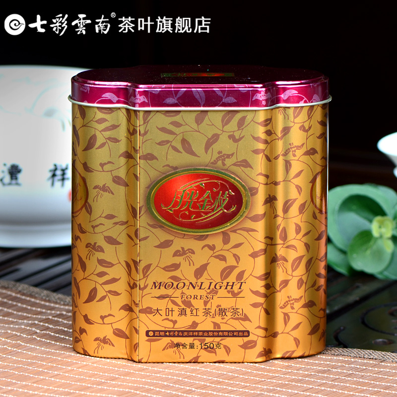 七彩云南 茗悦红 月光金枝 云南特产红茶叶 大叶滇红茶 散茶 150g