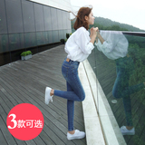 2017新款夏季薄款韩国高腰牛仔裤女九分裤修身显瘦弹力小脚铅笔裤