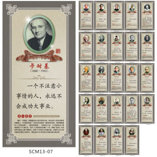 名人名言挂图宣传画海报 著名伟人头像简介 卡耐基 贴画scm13-07