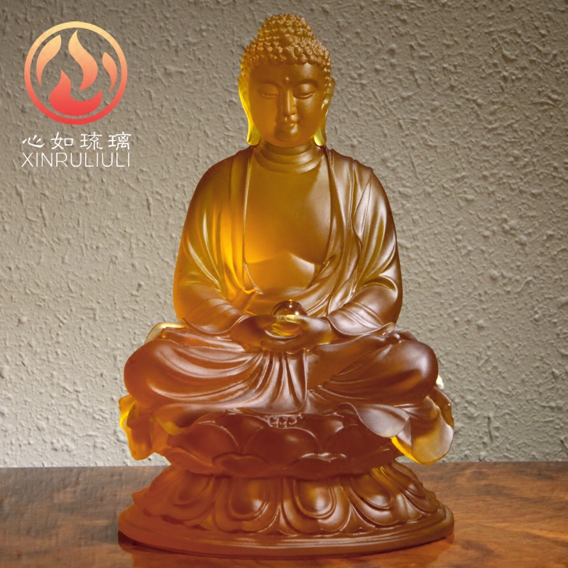 心如琉璃佛像摆件琉璃释迦牟尼佛像释迦摩尼佛教寺庙佛堂供奉摆件