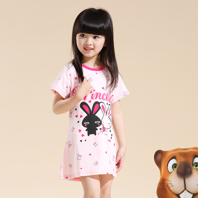 儿童睡衣女童睡裙夏款纯棉连衣裙 小孩卡通公