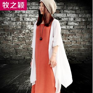 【图】<em>棉麻</em>连衣裙女长裙宽松<em>亚麻</em>薄<em>开衫</em>空调衫