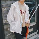 夏季学生男女休闲短款风衣情侣超薄轻薄防晒衣韩版连帽潮流外套男