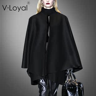 v·loyal欧美新款蝙蝠袖高端定制中长款毛呢大衣宽松斗蓬双面羊毛
