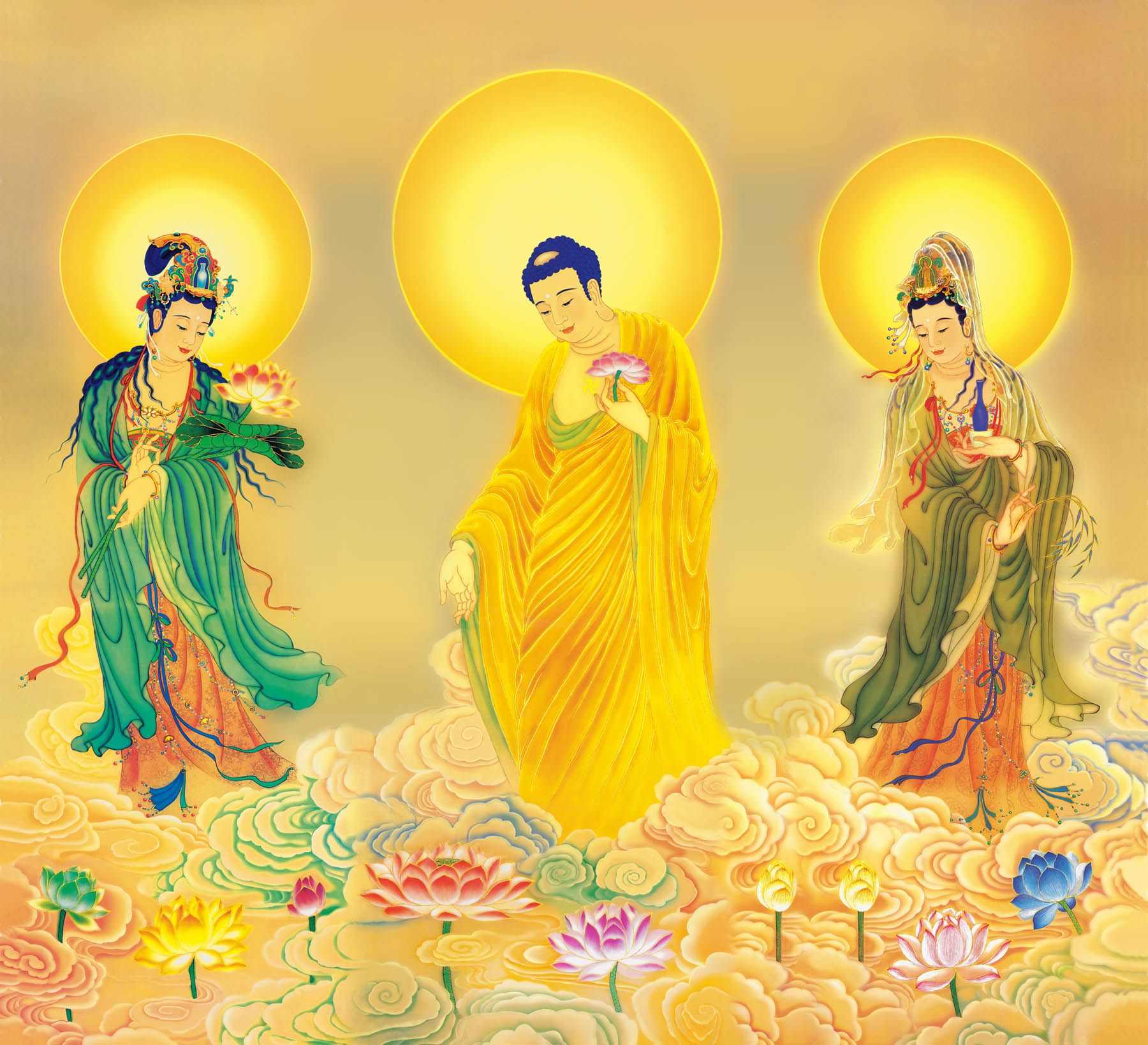 aj阿弥陀佛像画 嵌钻画 普贤十大愿王菩萨画像 丝绸卷轴画