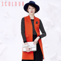 拉夏贝尔2016秋装新款 黑色百搭中长款西装西