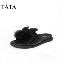Tata/他她夏季时尚甜美兔耳朵平底休闲女凉拖鞋2TZ56BT7图片