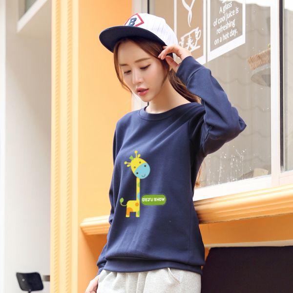 正品女卫衣 德聚2015新款 大码 修身 圆领休闲