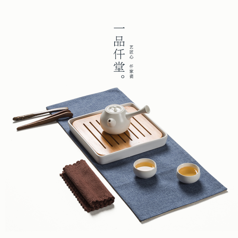 陶瓷茶盘茶具套装竹制储水日式功夫干泡台迷你小茶台托盘整套茶海