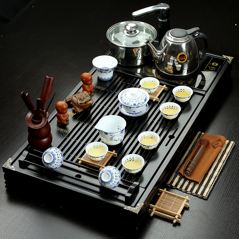 福建茶具套装 紫砂茶具 陶瓷功夫茶具整套 实木茶盘茶海茶道特价