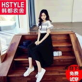 显瘦长裙收腰雪纺连衣裙LU6558荃 新款 女夏装 韩都衣舍2017韩版
