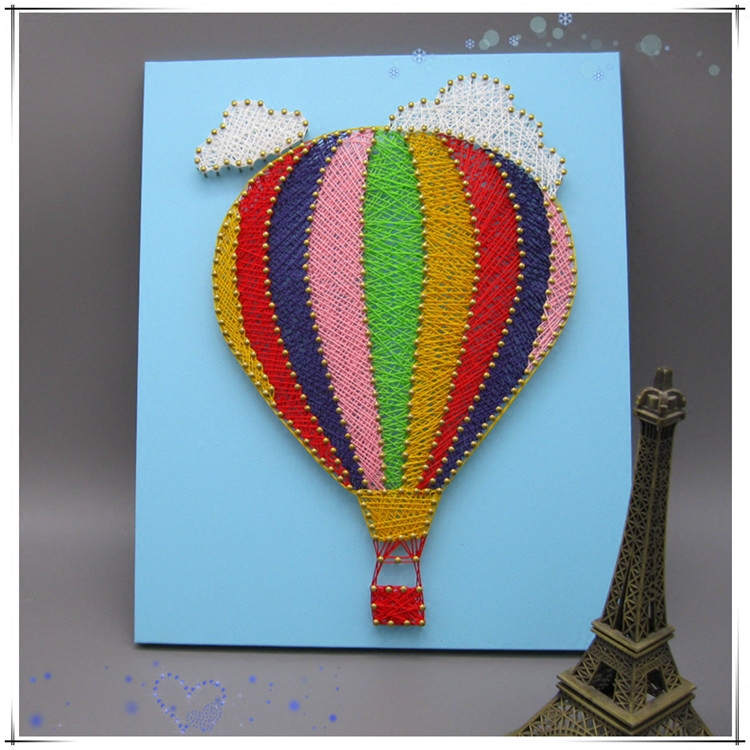热气球纱线画成品 钉子毛线绕线装饰画 string art手工材料包包邮