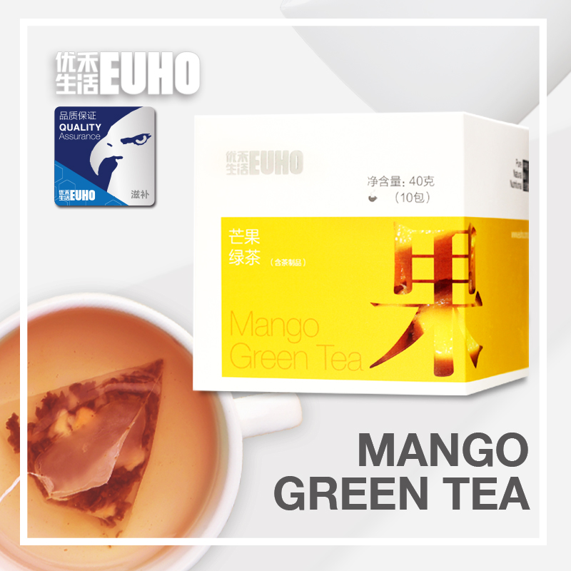 优禾生活EUHO 芒果绿茶 绿茶立体三角茶包袋泡茶花草茶40g