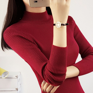 【图】秋冬新款韩版<em>短款半高领毛衣打底衫</em>女长