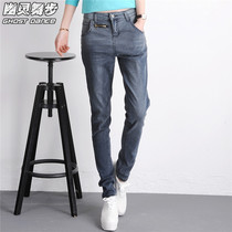 韩版新款女式夏季超薄款高腰天丝 牛仔裤 直筒