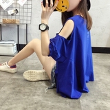 2017夏装新款露肩上衣短袖T恤女打底宽松韩版半袖短款夏季蝙蝠衫