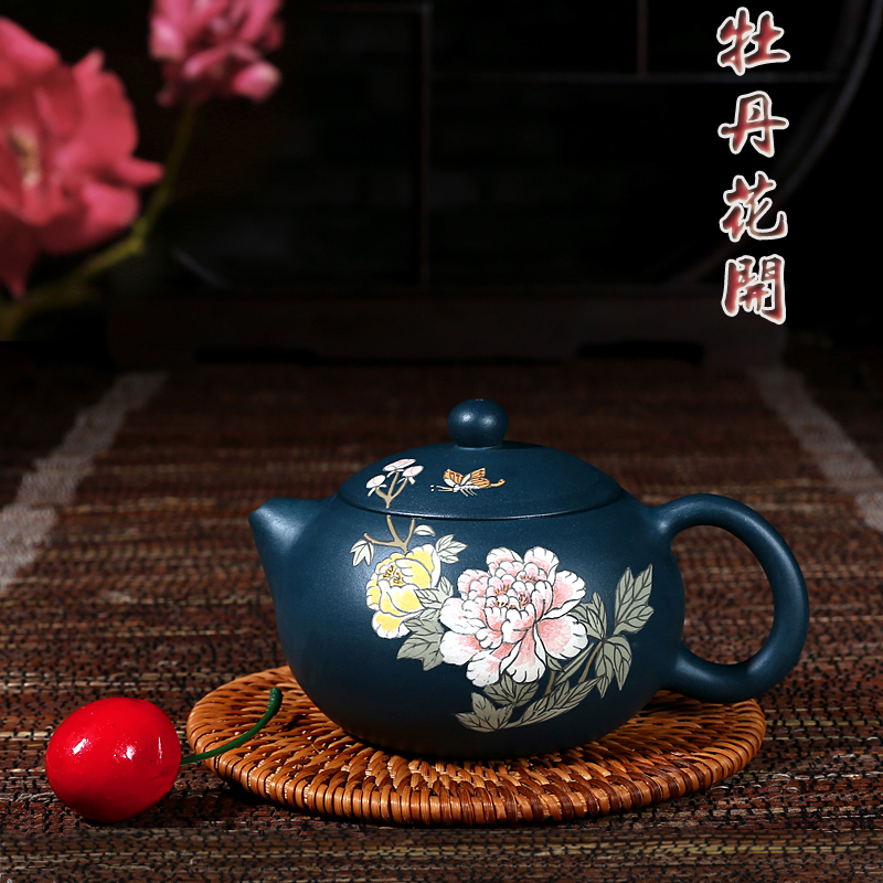 润砂宜兴紫砂壶名家纯全手工牡丹球孔西施壶 功夫茶具 原矿天青泥