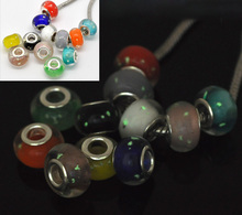 Charm Beads 14x9m 100 European Lampwork Luminous Glass Mixed