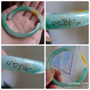 断玉镯翡翠手镯断裂裂痕金镶玉手镯镶金包金玉器修复修补维修