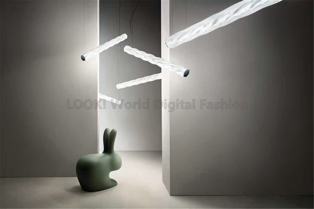 意大利slamp hugo white系列led餐厅餐桌长条形吊灯工作极简吊灯