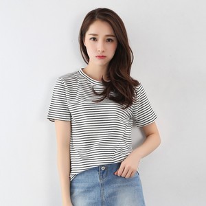 夏季圆领黑白条纹T恤