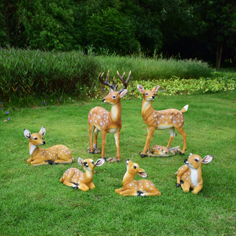 花园摆件户外庭院园林景观创意仿真鹿玻璃钢梅花鹿动物雕塑工艺品