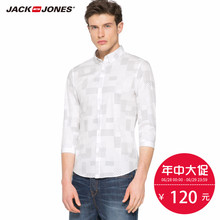 216231509 衬衫 纯棉修身 7分袖 薄款 JackJones杰克琼斯男装