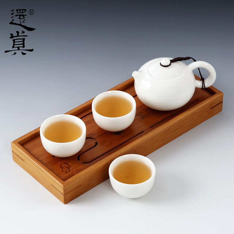 还真品牌德化中国白瓷功夫茶具茶盘套装一壶三杯旅行复古陶瓷特价