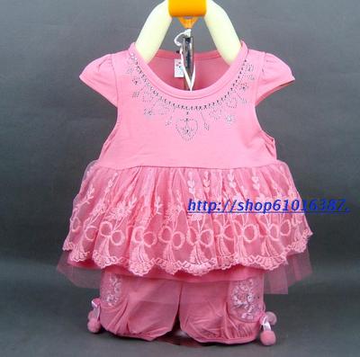 [<em>2015</em>爆款]童装<em>女</em>宝宝套装夏装潮婴幼儿短袖T