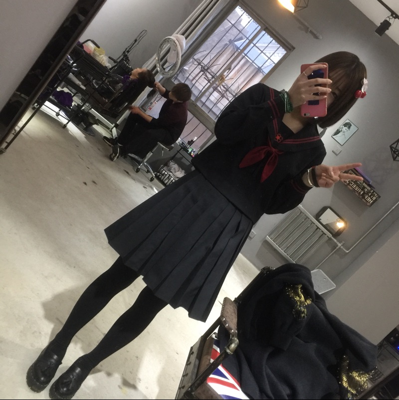 长袖jk制服秋冬水手服 六芒星暗黑系不良少女正统赤二本樱花刺绣