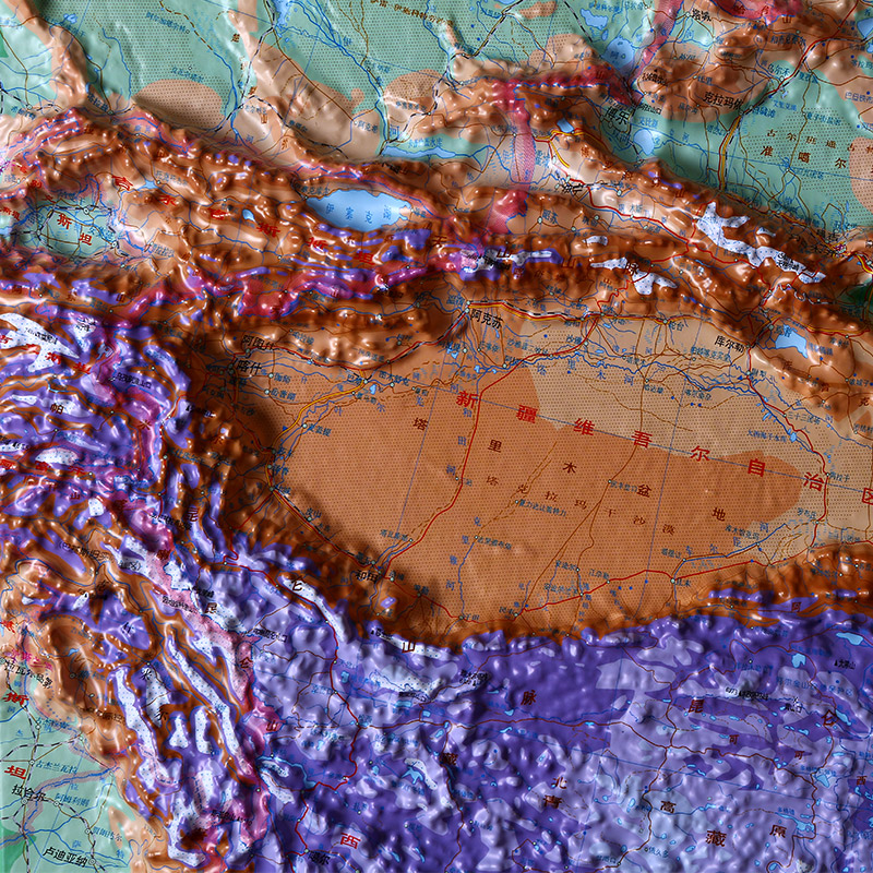 8 凸凹 三维立体地图挂图 办公装饰 学生学习 展示中国地理,地貌地形