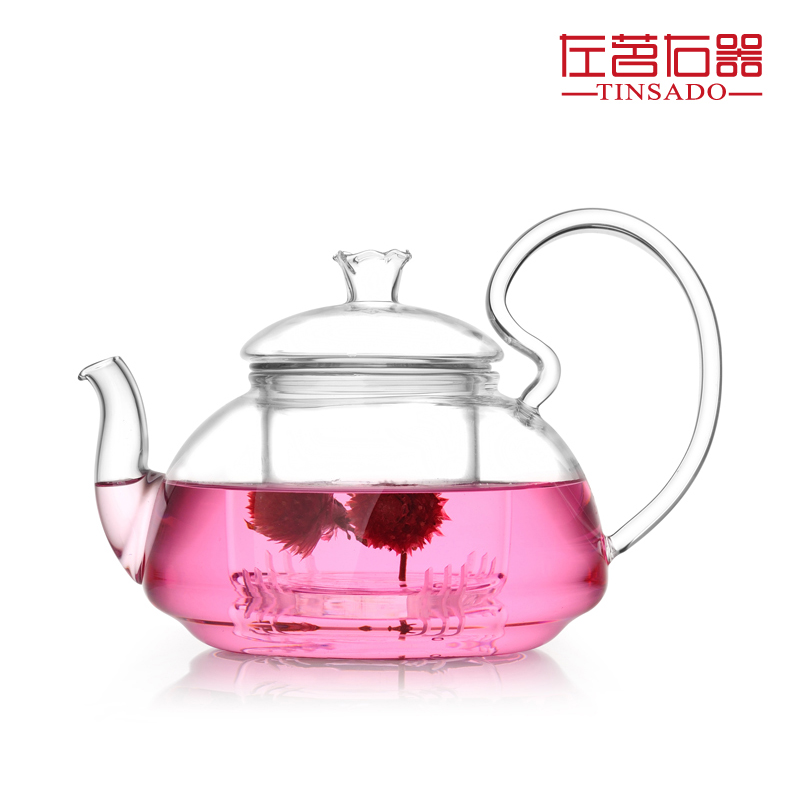 左茗右器长嘴耐热加厚玻璃泡花茶壶家用透明过滤水果红茶绿茶茶具