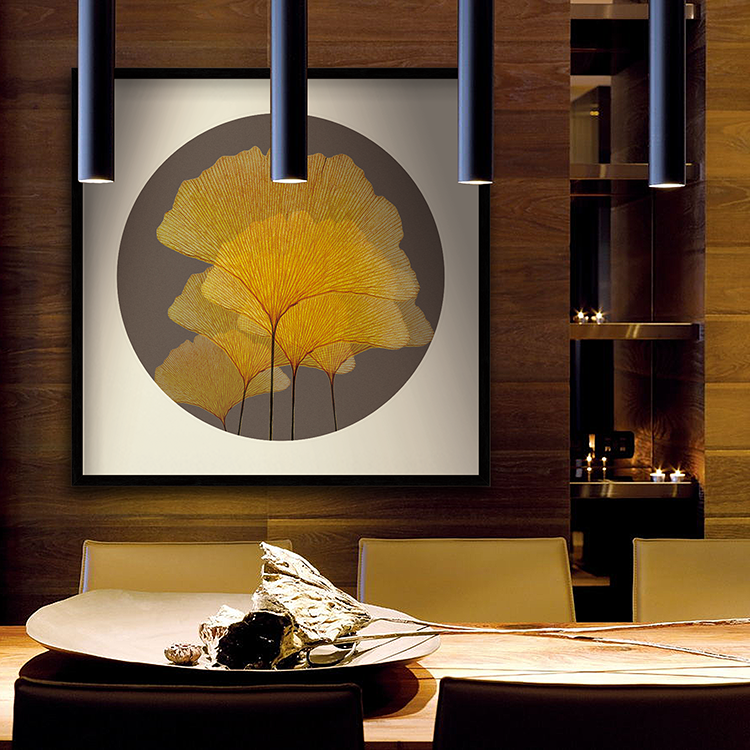 现代装饰画北欧样板房酒店客房画客厅沙发背景玄关软装挂画银杏叶