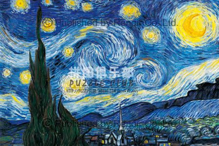 代购-台湾进口雷诺瓦成人拼图 梵高名画 星夜/星空 1000片玩具