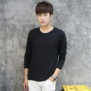 纯色圆领男士长袖t恤