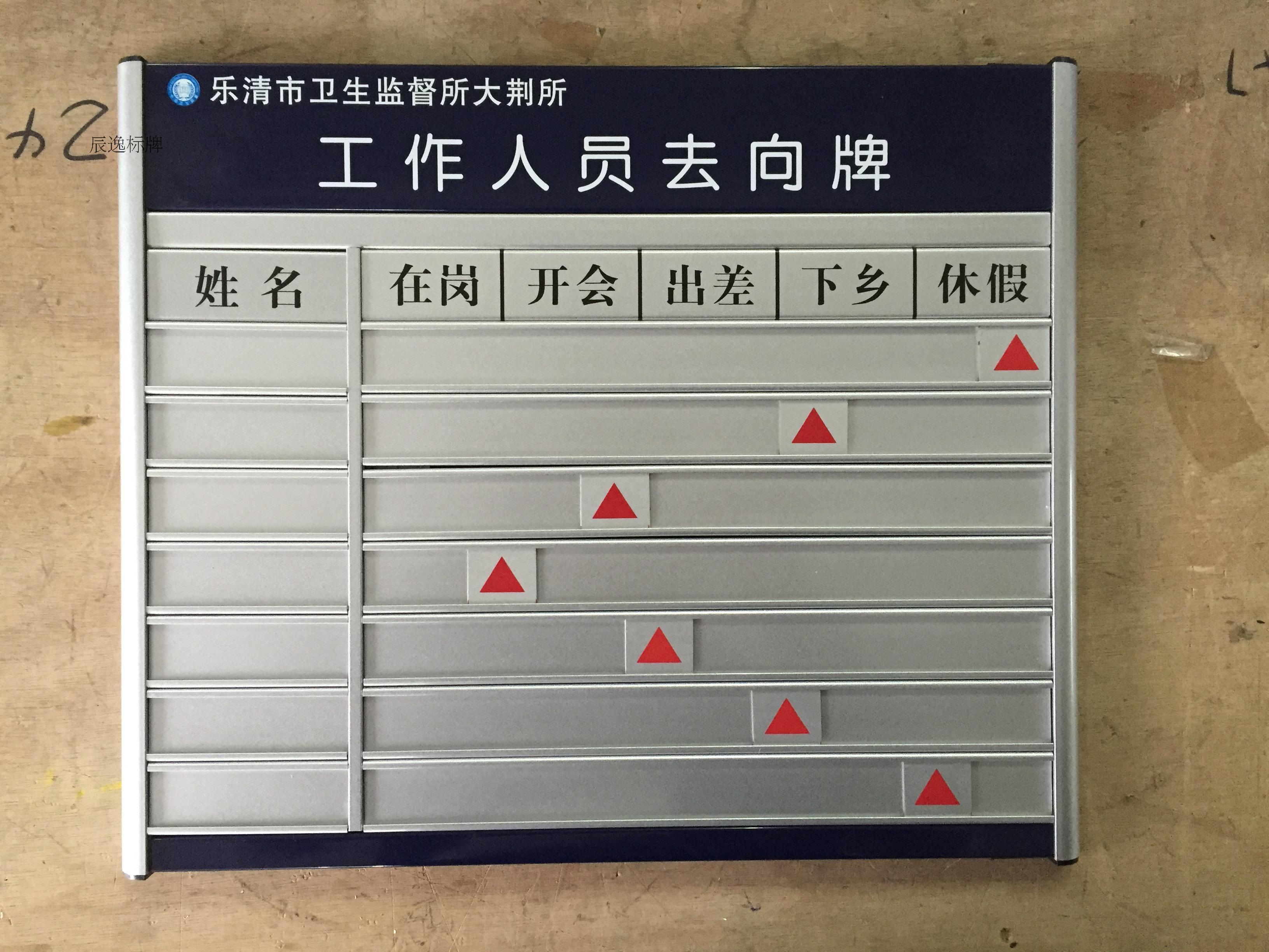 铝合金去向牌工作人员在岗指示门牌定做烤漆印字索引牌科室牌标牌