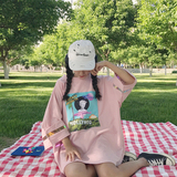 夏装女装韩国ulzzang原宿风街头嘻哈创意贴图中长款宽松短袖T恤裙