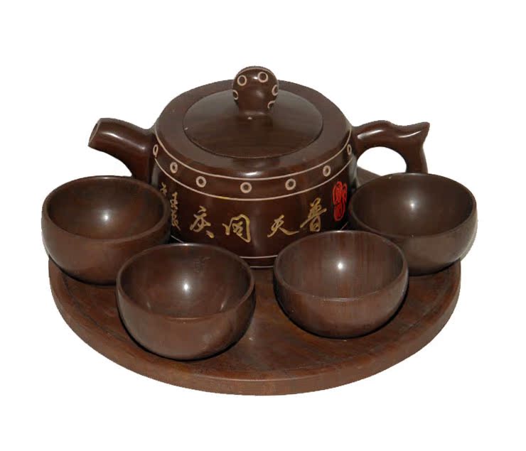 天匠木鱼石功夫整套茶具 套装 1壶 4碗 茶盘 普天同庆