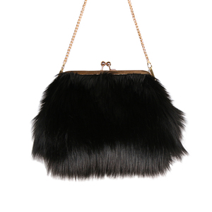 毛毛贝壳链条单肩包