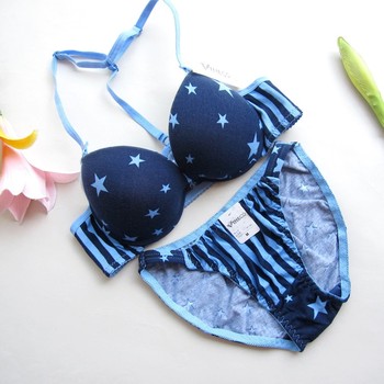 外贸原单聚拢型<em>中厚</em>款全棉纯棉少女内衣套装少