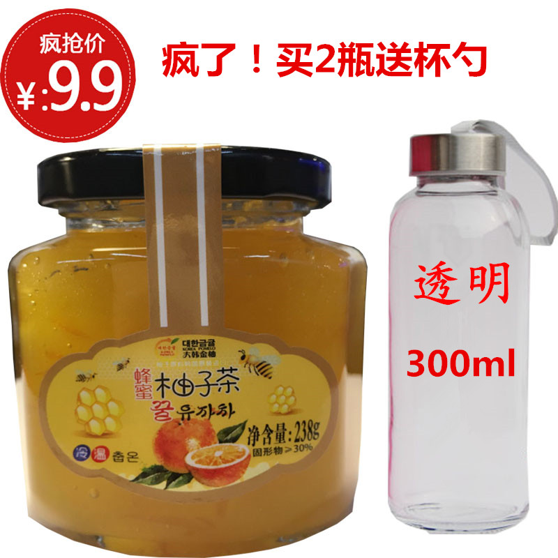 [买2瓶送杯勺]大韩金柚蜂蜜柚子茶238g 韩国风味水果茶冲饮包邮