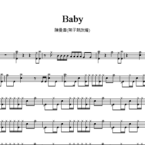 陈曼青_baby(改编)_爵士鼓谱(架子鼓谱)
