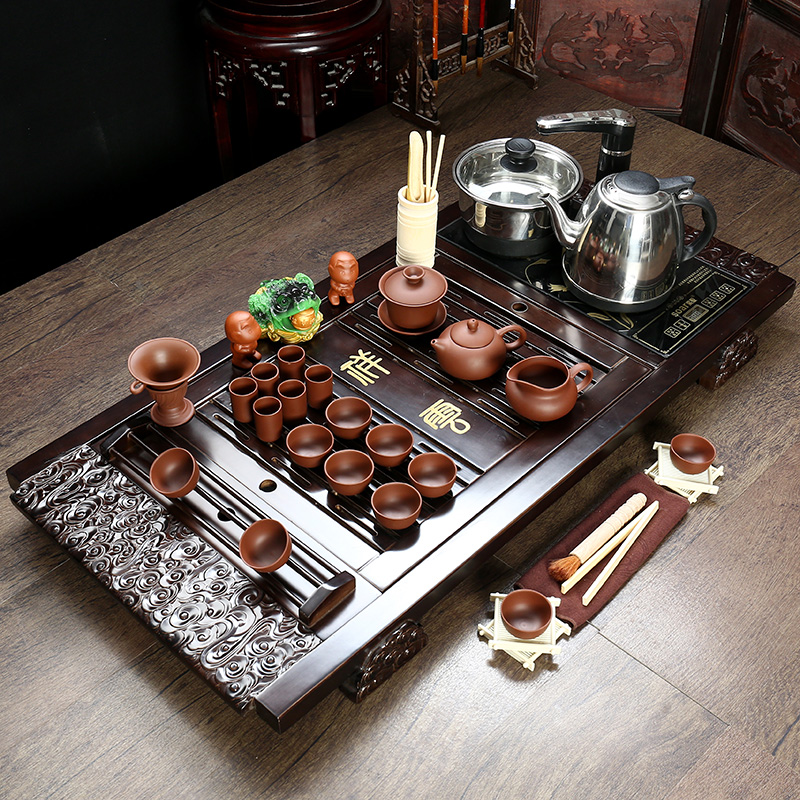家用茶具套装特价 整套紫砂陶瓷功夫茶具全套电磁炉四合一茶盘