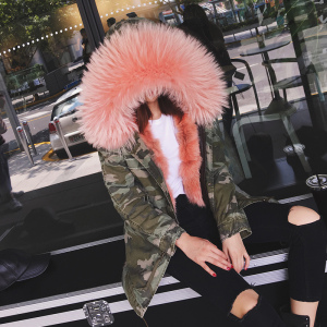 可拆卸狐狸毛领皮草外套