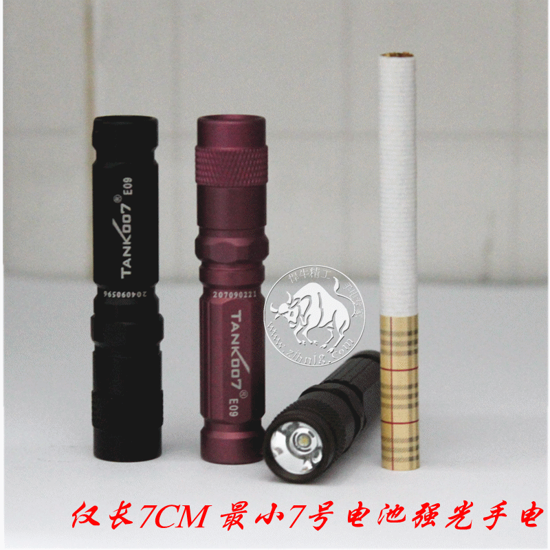 正品tank007 e09 cree r3铝合金迷你led强光手电筒 7号电池防水